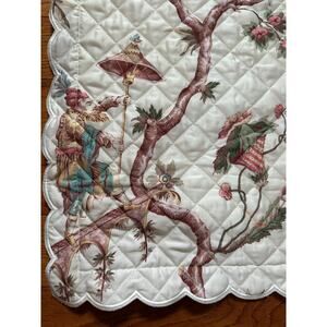 Cuddledown Garden Scalloped pillow case Quilted vintage chinoiserie Pillement
